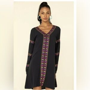 Wrangler Women’s Embroidered Dress Size Small Western Rodeo Cowgirl Long Sleeve